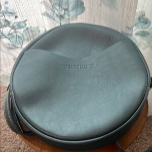 Portland Leather Green Crossbody Bag with Circular Design
